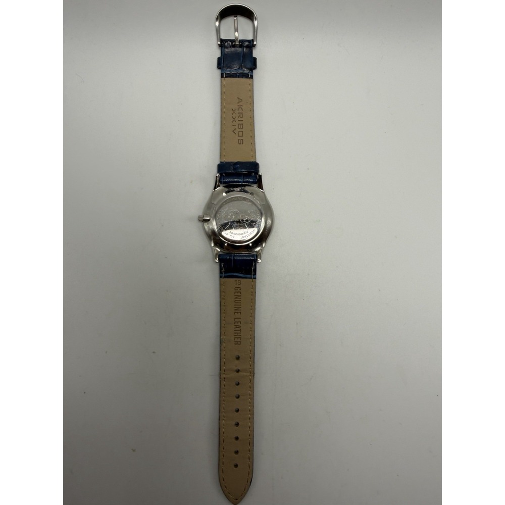 Akribos XXIV New Battery Diamond Mens Watch AK464BU 35MM 7.75" - Picture 7 of 12